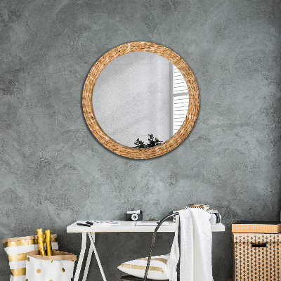 Round decorative wall mirror Reed texture