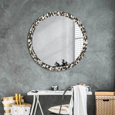 Round decorative wall mirror Abstract typography