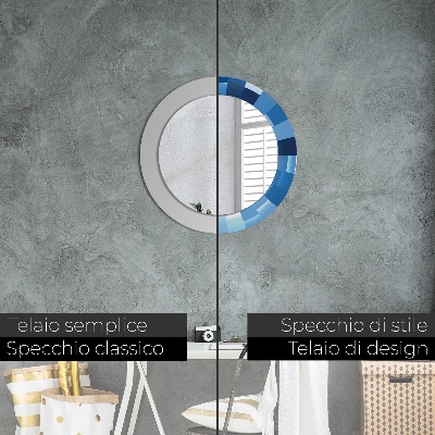Round decorative wall mirror Blue abstract