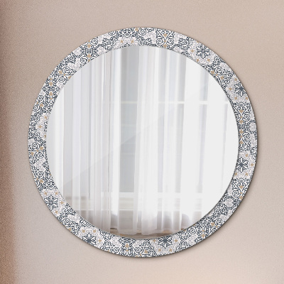 Round mirror printed frame Geometric ornaments