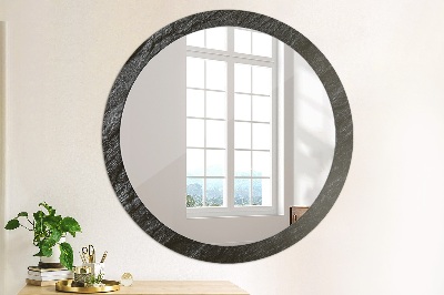 Round mirror printed frame Black stone