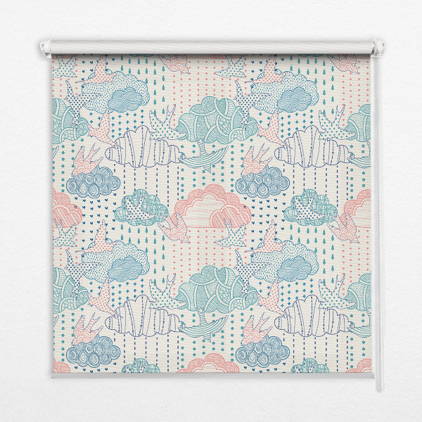 Kitchen roller blind Colorful clouds with patterns