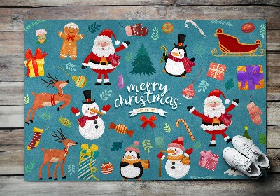 Outdoor mat Santa Claus and snowman