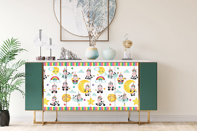 Decorative sticker for furniture Unicorns clouds of stars