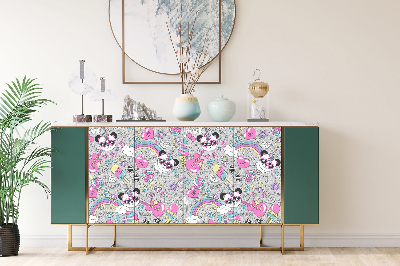 Decorative sticker for furniture Panda rainbow diamonds