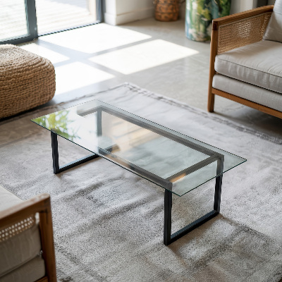 Rectangular glass table transparent