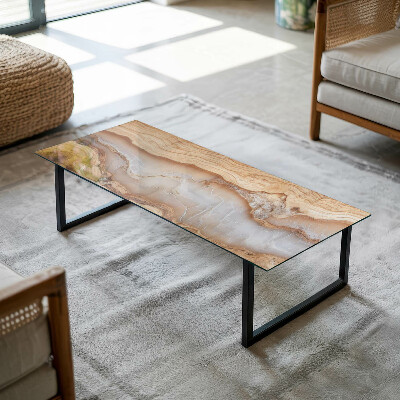 Glass top Wood with resin accents