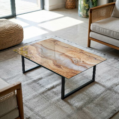 Glass top Wood with resin accents
