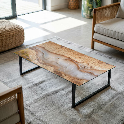 Glass top Wood with resin accents