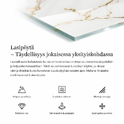 Glass top Marble veins in design