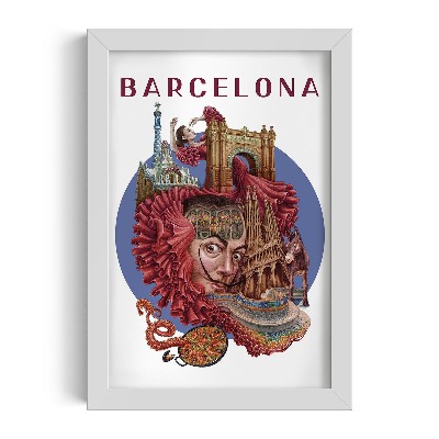 Picture in white frame Barcelona