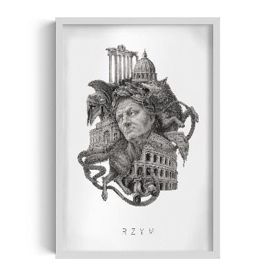 Picture in white frame Rome Black and white