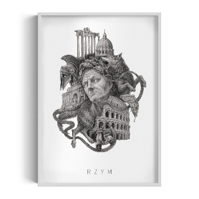 Picture in white frame Rome Black and white