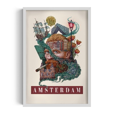 Picture in white frame Vintage Amsterdam