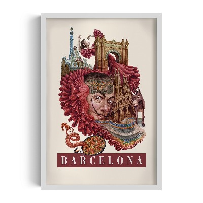 Picture in white frame Vintage Barcelona