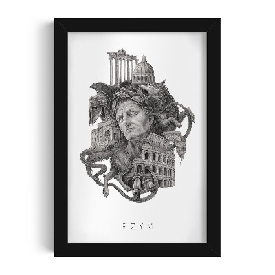 Picture in black frame Rome Black and white