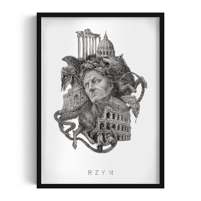 Picture in black frame Rome Black and white