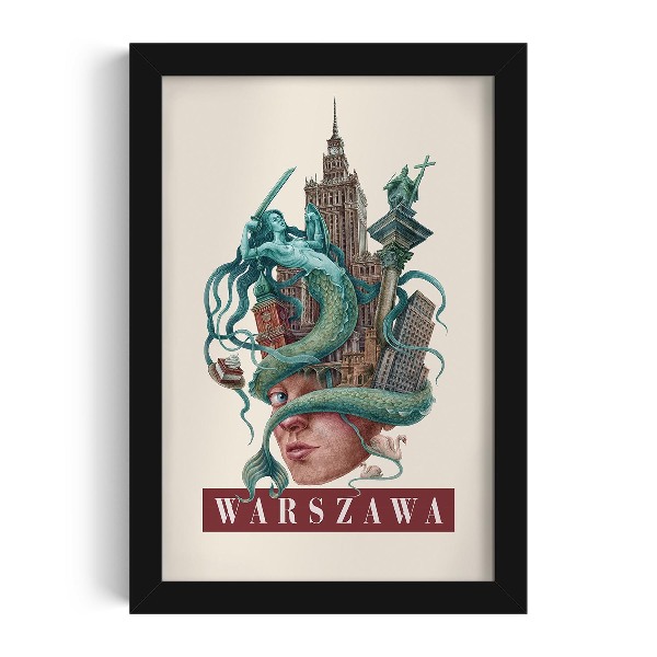 Picture in black frame Warsaw Vintage