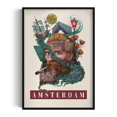 Picture in black frame Vintage Amsterdam