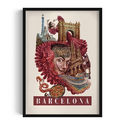 Picture in black frame Vintage Barcelona