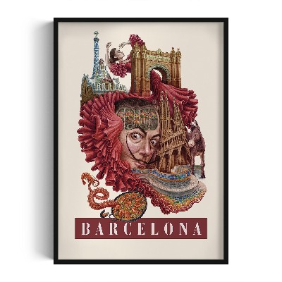 Picture in black frame Vintage Barcelona