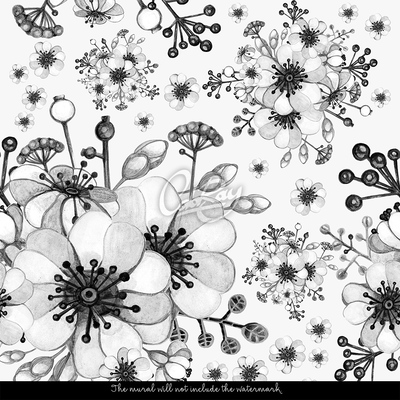 Wallpaper Black and White Minimalistic Meadow