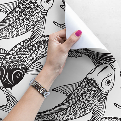 Wallpaper Charming Sketch of Chinese Fish