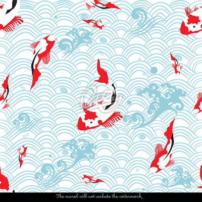 Wallpaper Koi Among the Waves