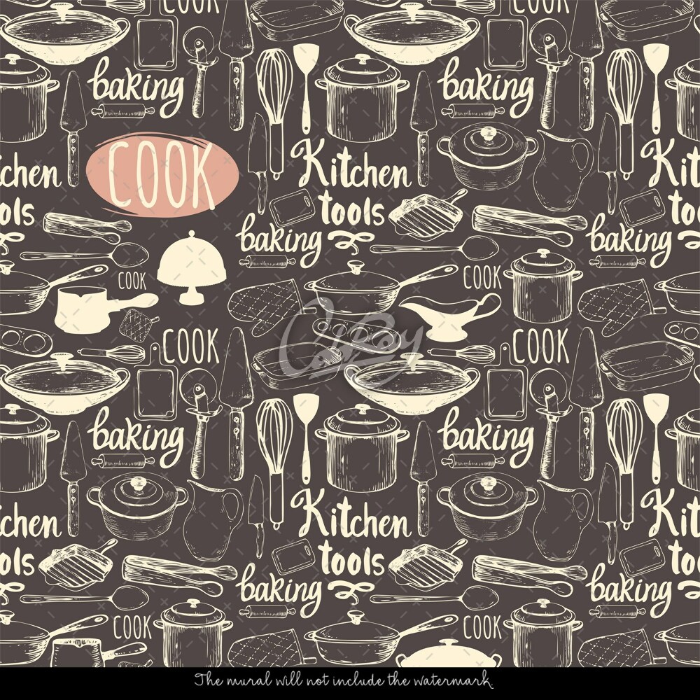 Kitchen Essentials Wallpaper, wall mural - ColorayDecor.com, image size:1000x1000