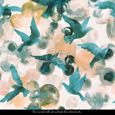 Wallpaper Abstract Watercolor Birds