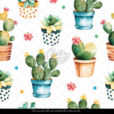 Wallpaper Watercolor Cactus
