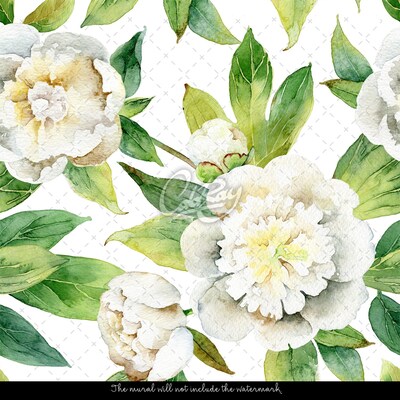 Wallpaper Elegant White Peonies