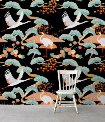 Wallpaper Chinoiserie Crane