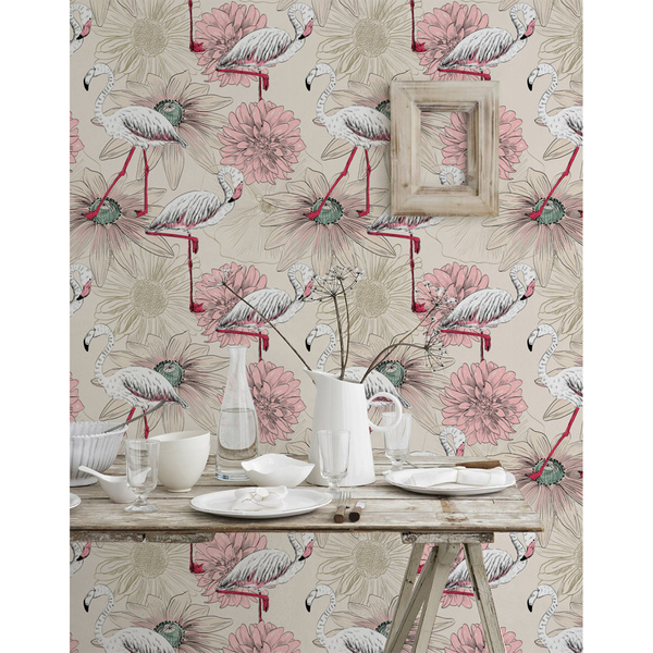 Wallpaper Romantic Flamingos