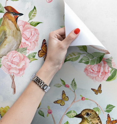 Wallpaper Birds and Flowers