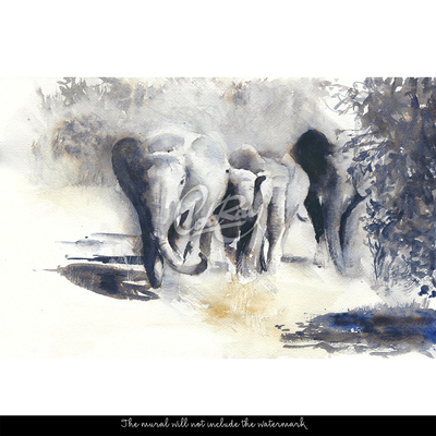 Wallpaper Wandering Elephants