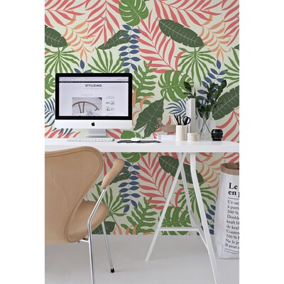 Wallpaper Jungle In Pastel Colors