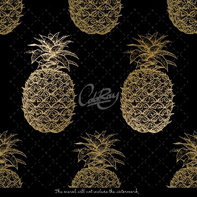 Wallpaper Pineapples In Gold