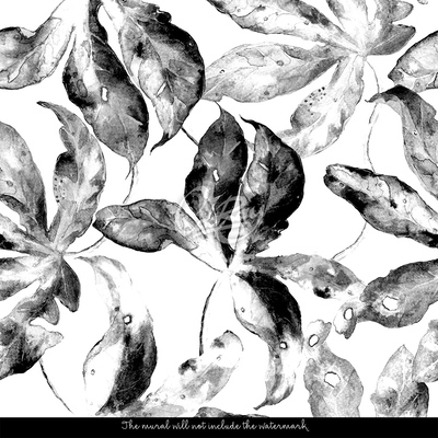 Wallpaper Black and White Leaves
