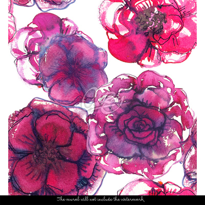 Wallpaper Red Roses In Watercolour