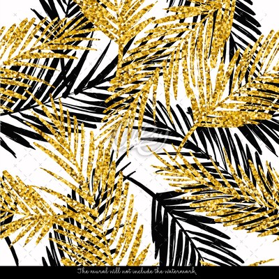 Wallpaper Tropical Leaves In Gold