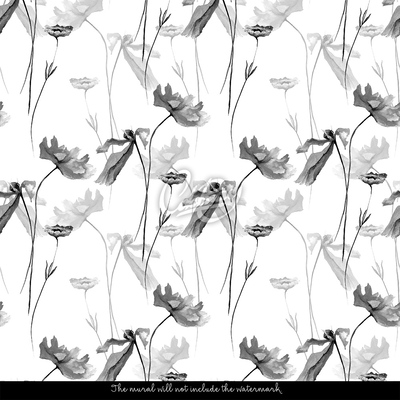 Wallpaper Poppies In Shades Of Gray