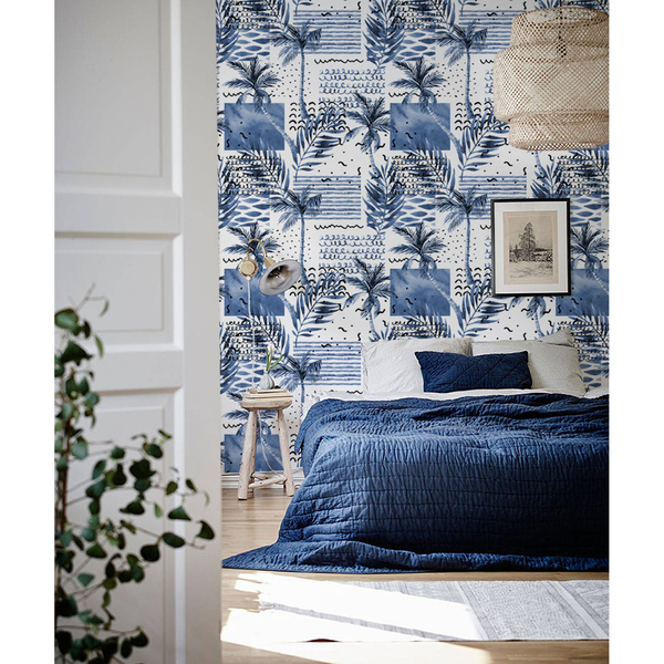 The Inspire Decor Wallpaper for Wall Removable Wallpaper Vinyl Wallpaper  Self Adhesive Wallpaper Wall décor Code127 Blue Palm Leaf Wallpaper  W  24 X H 76 inches 1266 Sqft   Amazonin Home Improvement