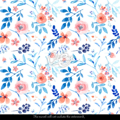 Wallpaper Blue-Orange Flower Variation