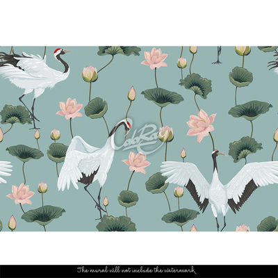 Wallpaper Cranes On The Mint Meadow