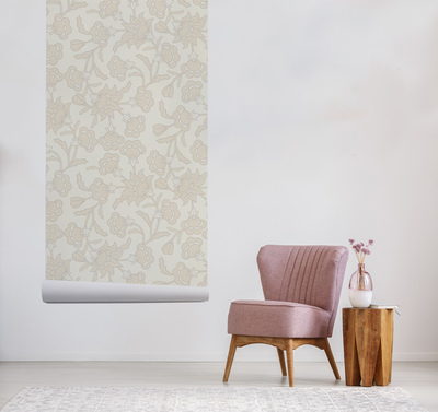 Wallpaper Subtle Beige Flowers