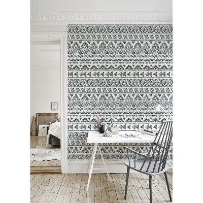 Wallpaper Gray-White Ethnic Patterns
