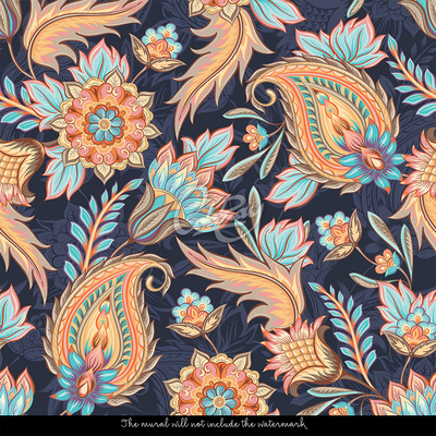 Wallpaper Floral Oriental Pattern