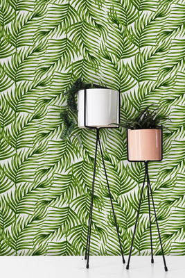 Wallpaper Green Palm Leaf