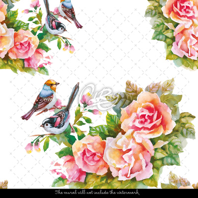 Wallpaper Birds Among Roses